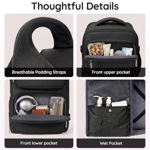 Image of Taygeer Mochila De Viaje Para Hombre, TSA Travel Laptop Backpack for Men | Carry on Bag, Fits 15.6 Inch Laptop, Shoe Pouch, Water Bottle Pocket, Travel Gift for Men Business Work Black