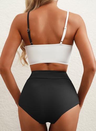 Image of Herseas Women 2 Piece High Waisted Bikini Sets Color Block Popular Swimsuit 2026 Summer Beach Best Bathing Suits