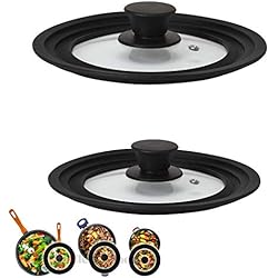 Ollas Y Sartenes Magefesa Vitrinor - Juego de 2 Tapas de sartén, ollas, cacerolas multidiámetro Universal con Borde de Silicona y Cristal con válvula de Vapor