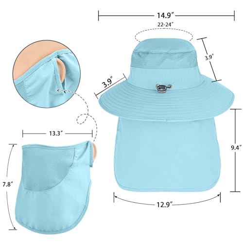 Image of Sun Hats for Men Women Fishing Hat UPF 50+ Breathable Wide Brim Bucket Hats Summer UV Protection Safari Hat with Neck Flap