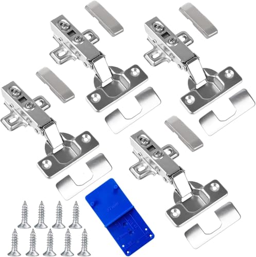4er Set Küchenschrank Scharniere 110 Grad Softclose Automatikscharnier 35 mm Schranktürscharniere mit 1 Ankörn-Schablone