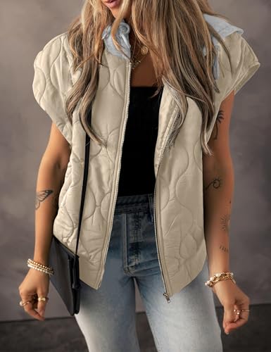 FOMELY Quilted Vest Women Hooded Puffer Vest Lightweight Womens Vests Outerwear Zip Up Sleeveless with Pockets4