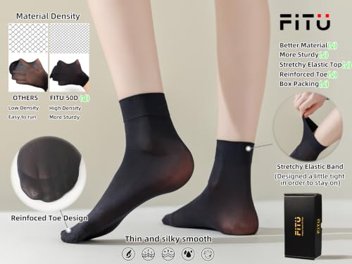 Image of Women's 50D Ankle High Sheer Stocking Socks | 50D, Reinforced Toe, Strechty Top Band, Breathable, Silky Smooth, Box Packing