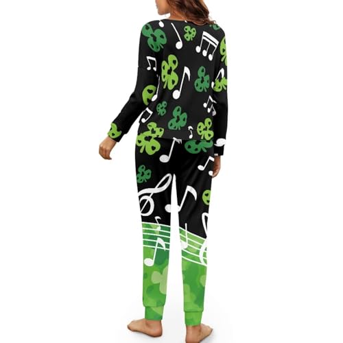 Image of Womens Lounge Set Long Sleeve Soft Pajama Sets Casual 2 Piece Pj Outfit Crewneck Sleepwear with Pockets Plus Size
