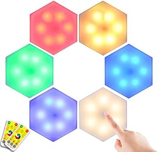 Glighone Under Cabinet Lights RGB Wireless LED Puck Lights DIY Dimmable Touch Night Light Remote Control 16 Colors 0.5/1/3H Timing Atmosphere Light for Kitchen Counter Indoor, 6 Pack