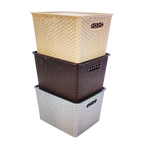 HomeStrap Rectangular Set Of 3 Large Plastic Storage Organizers/B...