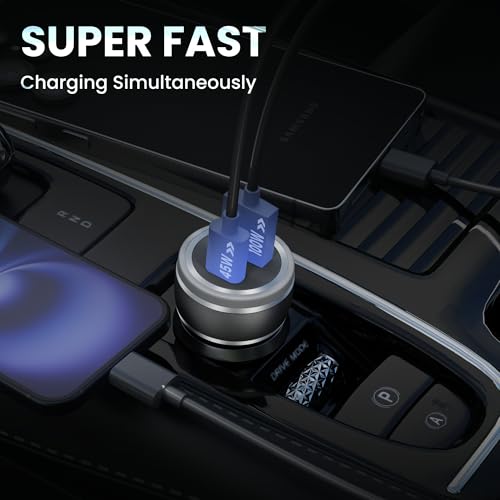 Image of AILKIN 145W Fast Charging Car Charger,Dual Output 100W QC + 45W PD Type C Car Adapter,Quick Car Charging Compatible with All Cars for iPhone & Android Smartphone,Smartwatch,Earbud,Power Bank & More