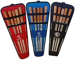 Kit 5 Espetos para Churrasco- Alumínio Polido, Cabo de Madeira com Estojo