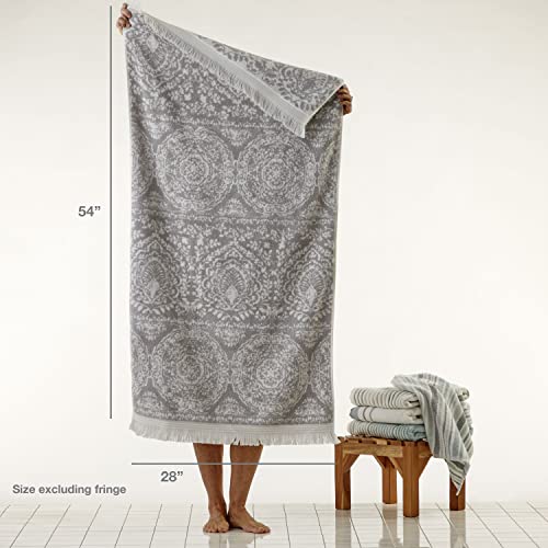 Skl Home Carrick Medallion 100% Turkish Cotton Bath Towel, 28" X 54", Gray #TOP5