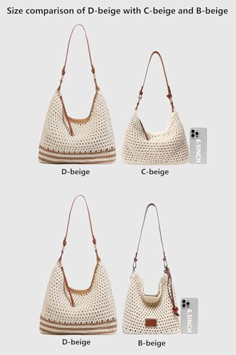 Image of Ulisty Women Small Cotton Crochet String Bag Handwoven Summer Beach Bag Knitted Vacation Shoulder Bag Purse Handbag