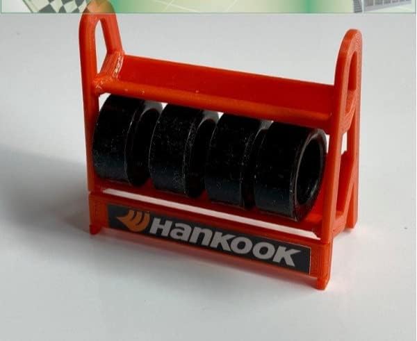 Greenhills Slot Car Tyre Rack with 4 x Tyres in Red 1.32 Scale - New - G2071