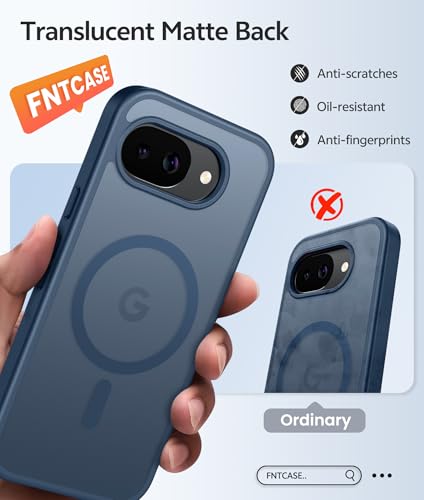 Image of FNTCASE for Google Pixel 10a Case: [Compatible with Magsafe] Translucent Matte Cases with [Screen Protector] Military Grade Shockproof Protective Magnetic Phone Cover for Pixel 10A - Blue