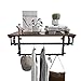 VASAGLE Coat Rack Wall Mount, Wall Hooks with Shelf, Hanging Rail, 5 Hooks, for Entryway, Bathroom, Laundry Room, Rustic Brown and Black ULCR11BX