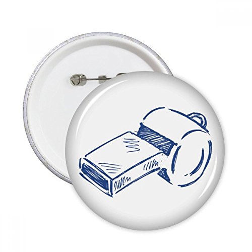 Sifflet de football bleu en badge rond pour personnaliser un sac