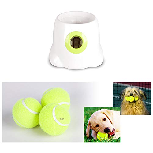 Fuitna Juguete para perro, lanzador de bolas automático para mascotas interactivo con máquina de lanzamiento de tenis para entrenamiento y jugar – 3 bolas incluidas