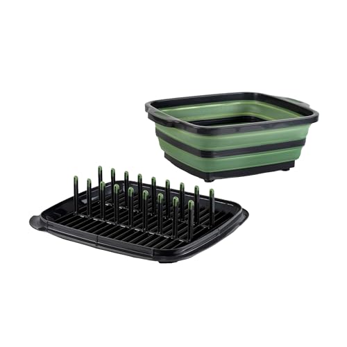 GSI Outdoors Escape Dish Rack Set Collapsible Travel Camping Sink Dish Drying Rack & Cutting Kit