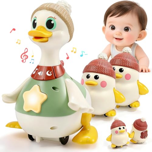 Image of Dancing Ducks Tummy Time with Music, Little Duck Family Tummy Time Toys, Musical Crawling Duck Toy with Light-Up Dancing and Interaction Modes, for 1 Year Old Boy Girl Gifts Stocking Stuffers (1+2)