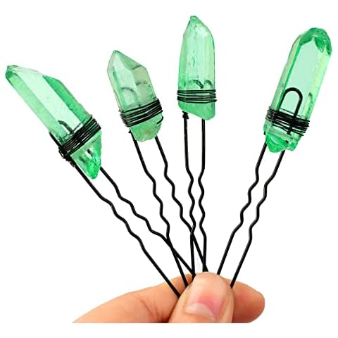 Green Crystal Hair Sticks Hairpin-Quattz Hair Clip Sticks for Long Hair Stick Slide Irish Hair Accessories (Green-Hairpin) Cover