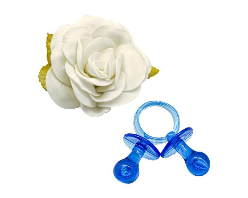 Image of 2.5 inch Baby Pacifier Party Favors, 36 Pieces, Gender Reveal Shower Decorations, Boy Girl Gender Neutral Table Scatter, DIY Party Games Decor (Royal Blue)