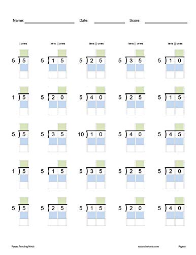 Channie’s One Page A Day Single Digit Level 1 Beginner Visual Division Workbooks For Easy Teaching & Learning Grade 3-5 Size 8.5” X 11” Summer School, Summer Bridge #TOP3