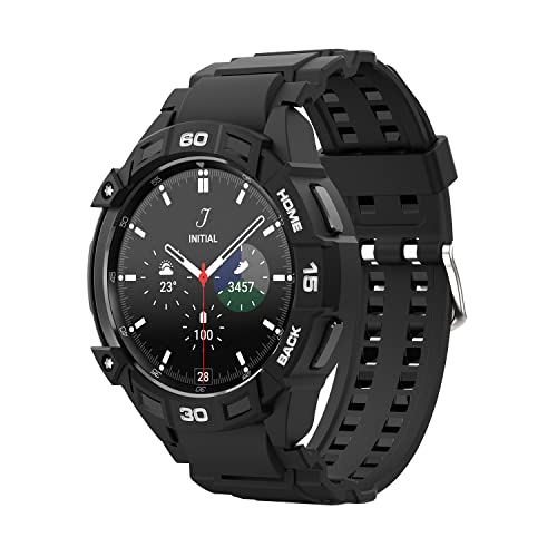 Coque compatible avec Samsung Galaxy Watch4 Classic 46 mm, étui de protection pour Galaxy Watch 4 Classic 46 mm, étui antichoc robuste résistant aux rayures TPU pour Samsung SmartWatch 46 mm (noir) Cover