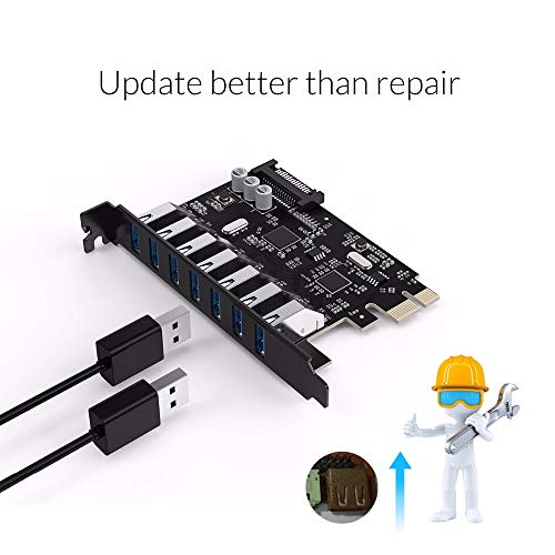 Multiplicador PCI-E USB 3.0 de 7 puertos de alta velocidad con alimentación estable SATA 4