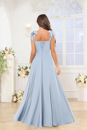 Women's Chiffon Bridesmaid Dresses for Wedding Long High Low Spaghetti Strap Formal Evening Dress with Pockets2