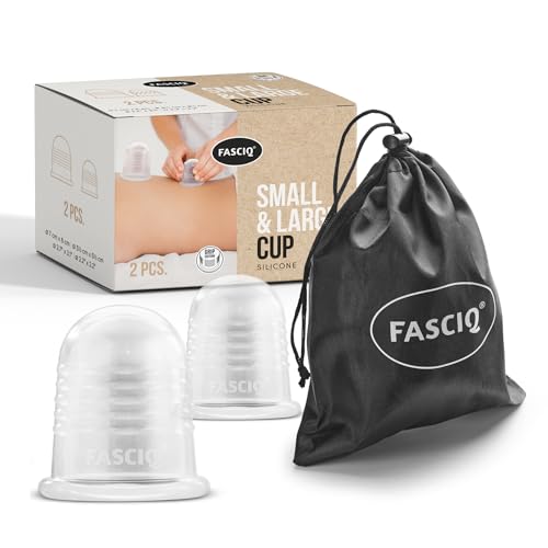 FASCIQ Silicone Cupping Set | Small and Large Cups | Cupping Kit for Cupping Therapy | Improve Perfusion & Remove Body Waste | Massage Cups | FDA Grade Silicone | ⌀ 5.5 & 7.5 cm | Free Storage Bag