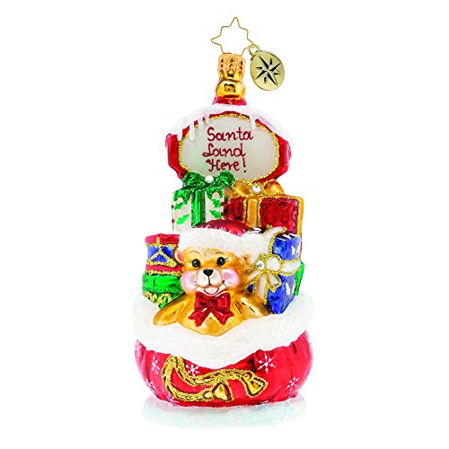 Christopher Radko Hand-Crafted European Glass Christmas Decorative Figural Ornament, Santa's Landing Pad