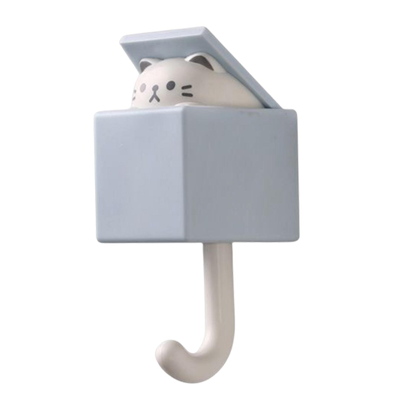 Pomurom Creative Adhesive Coat Hook, Cartoon Animals Cat Door Wall Hanger Hooks, Heavy Duty Decorative Wall Hooks for Key, Towel, Backpacks, Hat