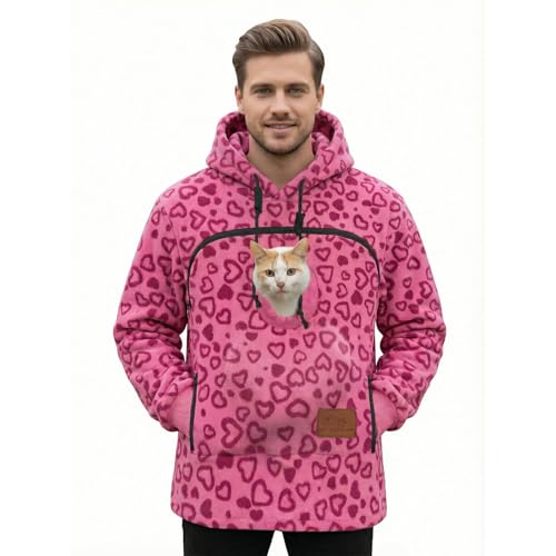 Sweat à capuche portage chien et chat avec grande poche kangourou et doublure polaire chaude