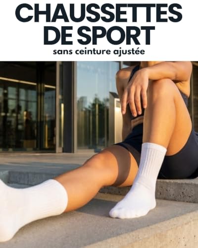 Lot de 10 | 20 | 30 Paires de Chaussettes de Sport, de Tennis, de Travail Homme Femme Coton 10100 (43-46 10 Paires Blanc) – vue 3