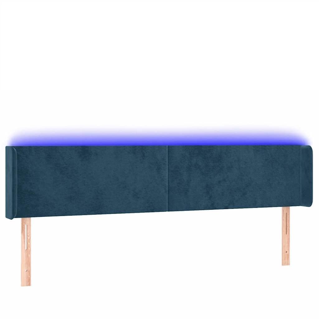 Cabecero LED azul oscuro 183 x 16 x 78/88 cm terciopelo altura ajustable diseño moderno para cama doble dormitorio apartamento