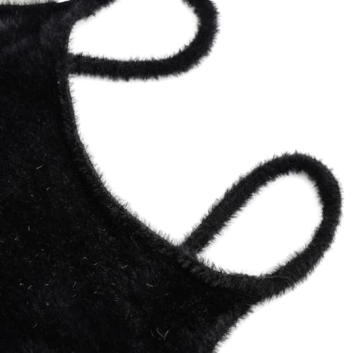 Image of Amazhiyu Women's Fuzzy Cropped Tank Top Sweater-Knit Scoop Neck Crop Cami