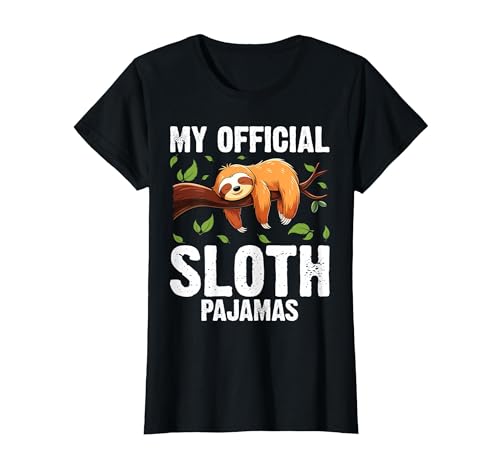 Image of Funny Sloth Pajamas for Men Women PJ Slow Animal Lover T-Shirt, Women, Black, 3X-Large