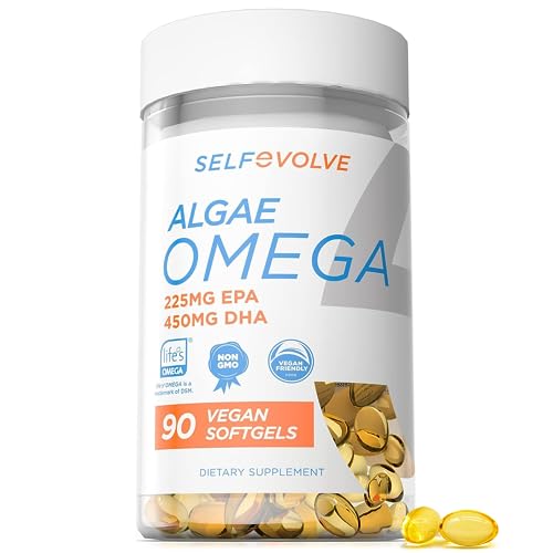 selfevolve Algae Omega 3 1,500mg - Vegan Supplement with Patented Life's Omega 3 - High Dose EPA & DHA - Better Than Fish Oil - Supports Heart, Brain, Joint Health - 90 Vegan Softgels