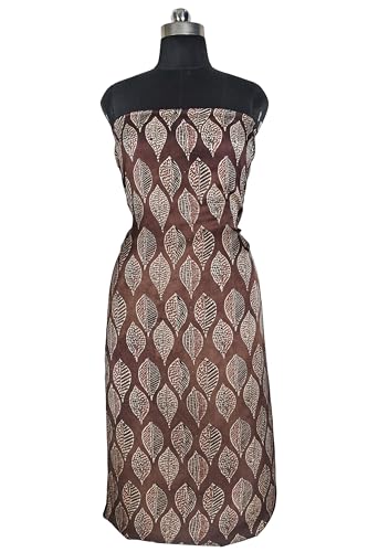 Image of Ethnics of Kutch Womens's Ajrakh Modal Silk Natural Dye Hand Block Print Unstitched Kurta Fabric