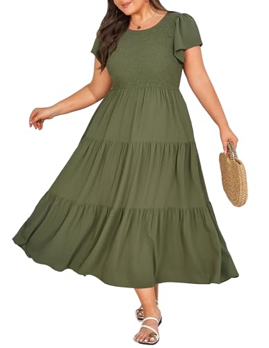 Robe décontractée Taille Plus : sublimez vos formes en vert militaire 54
