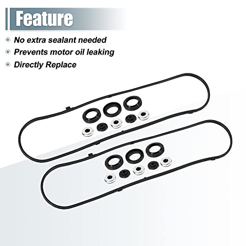 Image of X AUTOHAUX VS50607R Valve Cover Gasket for Honda Odyssey 2005-2009 for Honda Accord 2006-2007 Rubber Black 2 Set