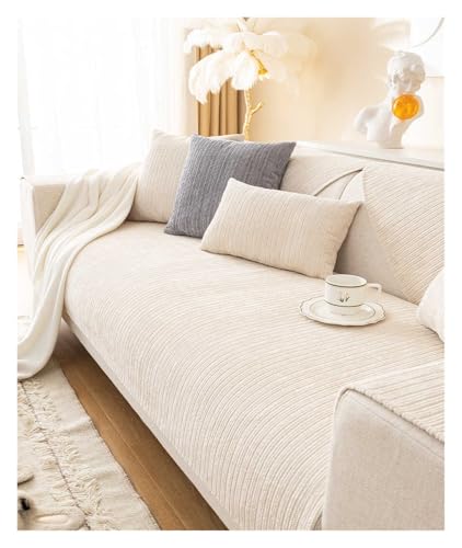 Taie d'oreiller 45x45 cm en chenille rayée beige pour protection de canapé style 2 - 2