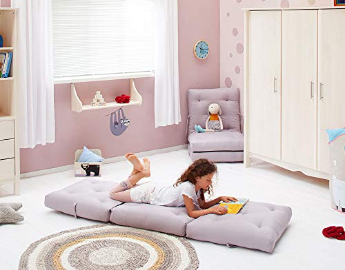 bionik by BioKinder Gästematratze Klappmatratze Klapphocker 195 x 65 x 10 cm aus Baumwolle in grau Cover