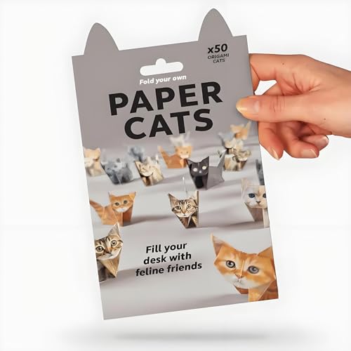 Gatos de papel DIY – 50 hojas de papel 3D para gatos, kit de origami, actividades artísticas divertidas y relajantes para adultos, adolescentes y niños, no necesita pegamento, regalo único de