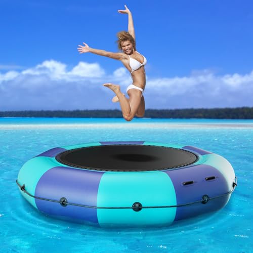 Rave Bongo Water Bouncer Inflatable Water Trampoline for Lake, 6FT/10FT/12FT/15FT Recreational Floating Water Bouncer with...