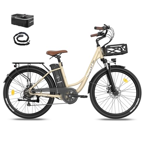 Fafrees Elektrofahrrad E Bike 26 Zoll, ebike Herren 36V 20.3Ah Akku, City E-Bike Damen 250W 25km/h, Reichweite 80-200km, e Fahrrad Pedelec 7S, Belastung 120Kg, F26 Lasting (Gelb)