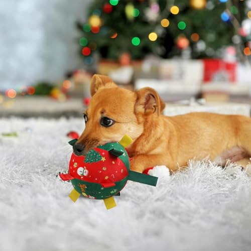 TECHEEL Hundeball Weihnachten Hundespielzeug Ball mit Griff Hund Fußball Hundeball Hundespielzeug Weihnachten Unzerstörbar Hundebälle Spielzeug Hunde Ball für kleine und mittelgroße Hunde