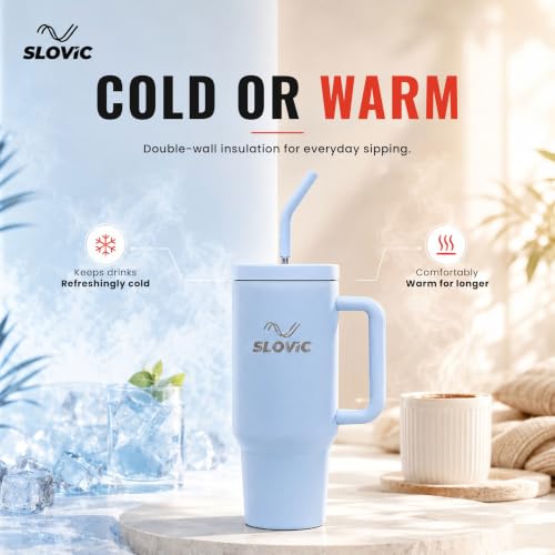 Image of SLOVIC Tumbler with Straw [1200 ML] | Light Blue Tumbler for Girls