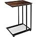 tectake 800915 Beistelltisch in C-Form aus Holz und Metall, Industrie-Design, Couchtisch mit Gitterablage, 48 x 35 x 66 cm, schwarzes Metallgestell (Dunkelbraun | Nr. 404202)