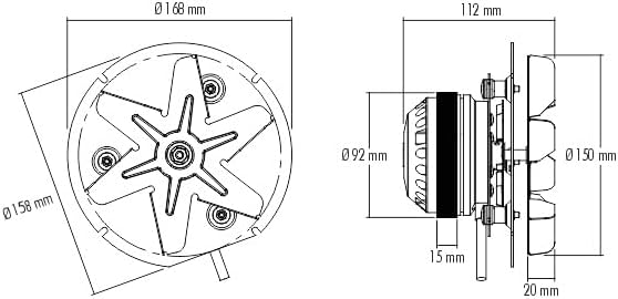 Technical drawing with dimensions of the smoke extractor