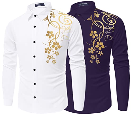 Image of Combo of Men Cotton Polyester Blend Regular Fit Striped Full Sleeve Casual Shirt Pack of 2