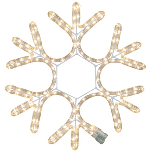 Novelty Lights 15 Inch Warm White LED Snowflake Lights with 5-Ft Power Cord and Hanging Ring, Durable Frame for Windows, Doors, Porches, Trees